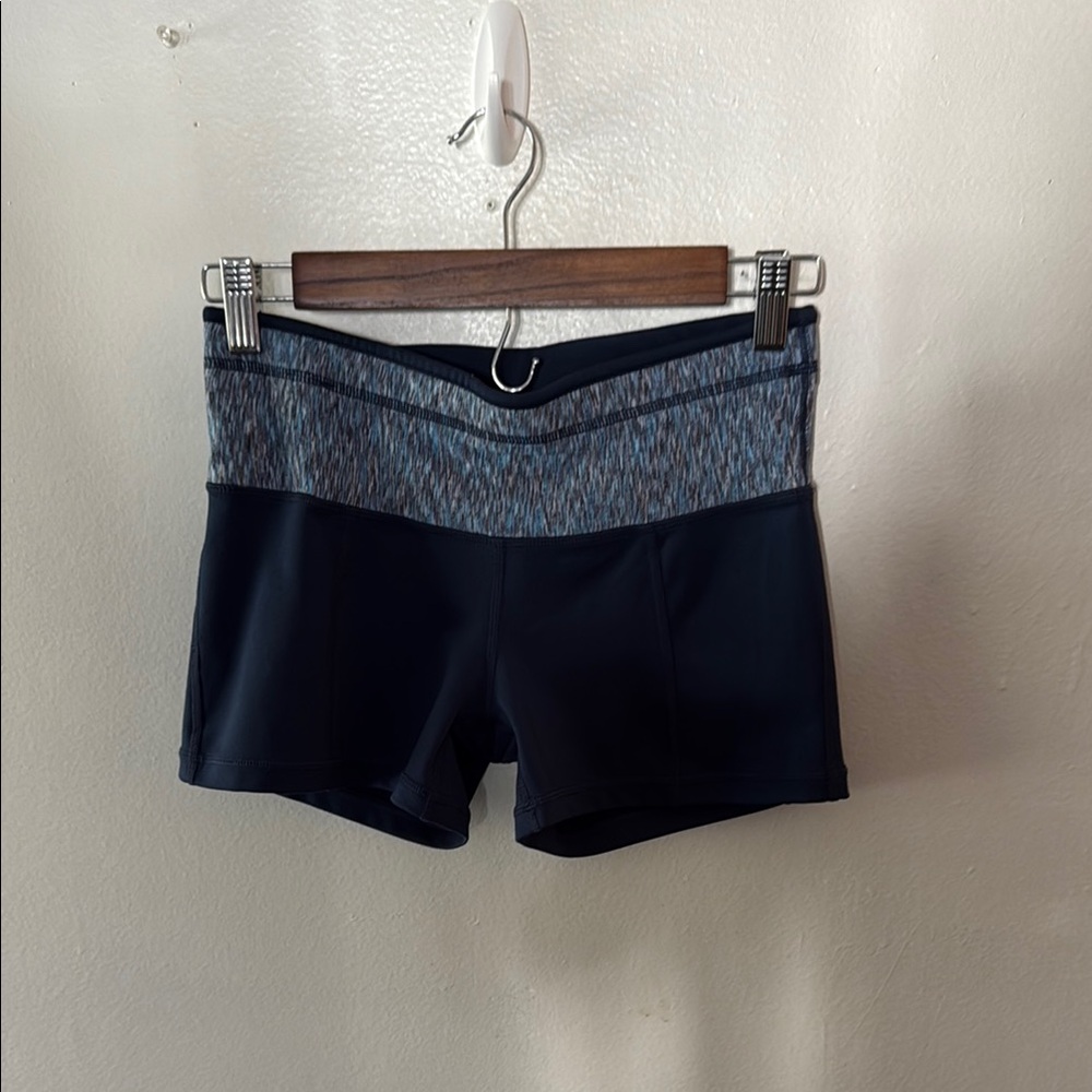 Prana Blue and Gray Athletic Shorts with Modern Design